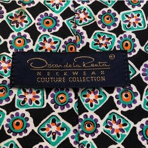 Oscar de la Renta Geometric Silk Tie in Black and Multicolors